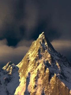 пейзаж, горы, гора, облака, снег, вершина