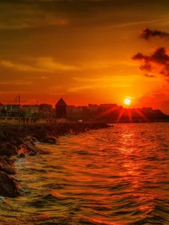 море, берег, закат