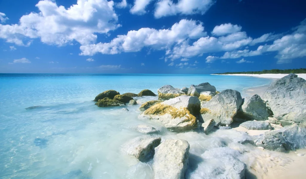 море, багамы, камни, облака