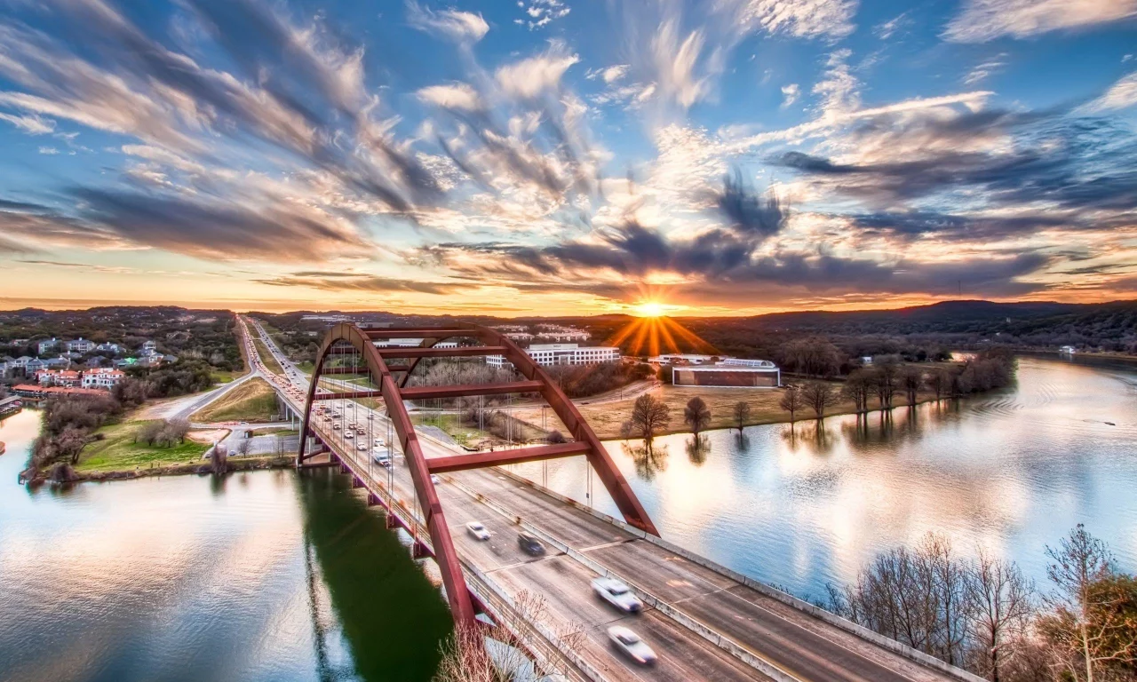 город, остин, austin, техас, мост, река