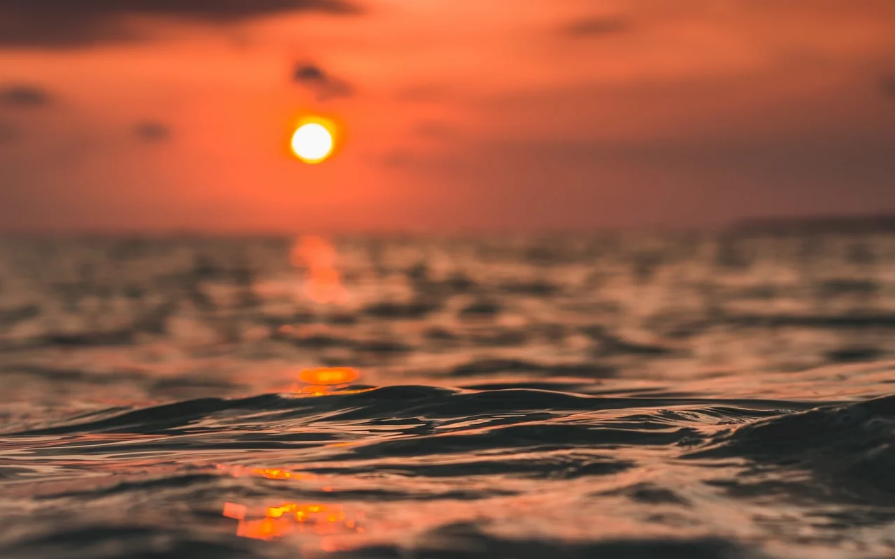 море, горизонт, солнце