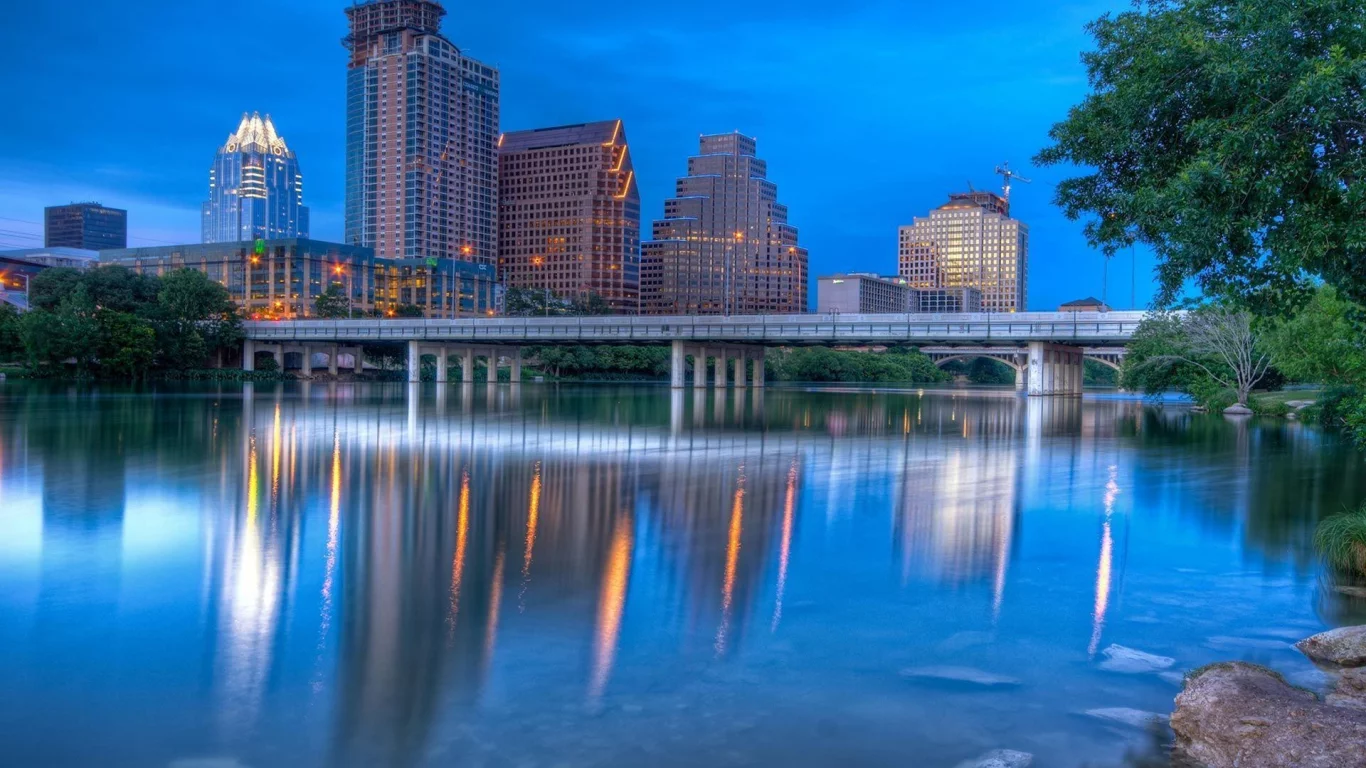 город, остин, austin, техас, небоскрёб, мост