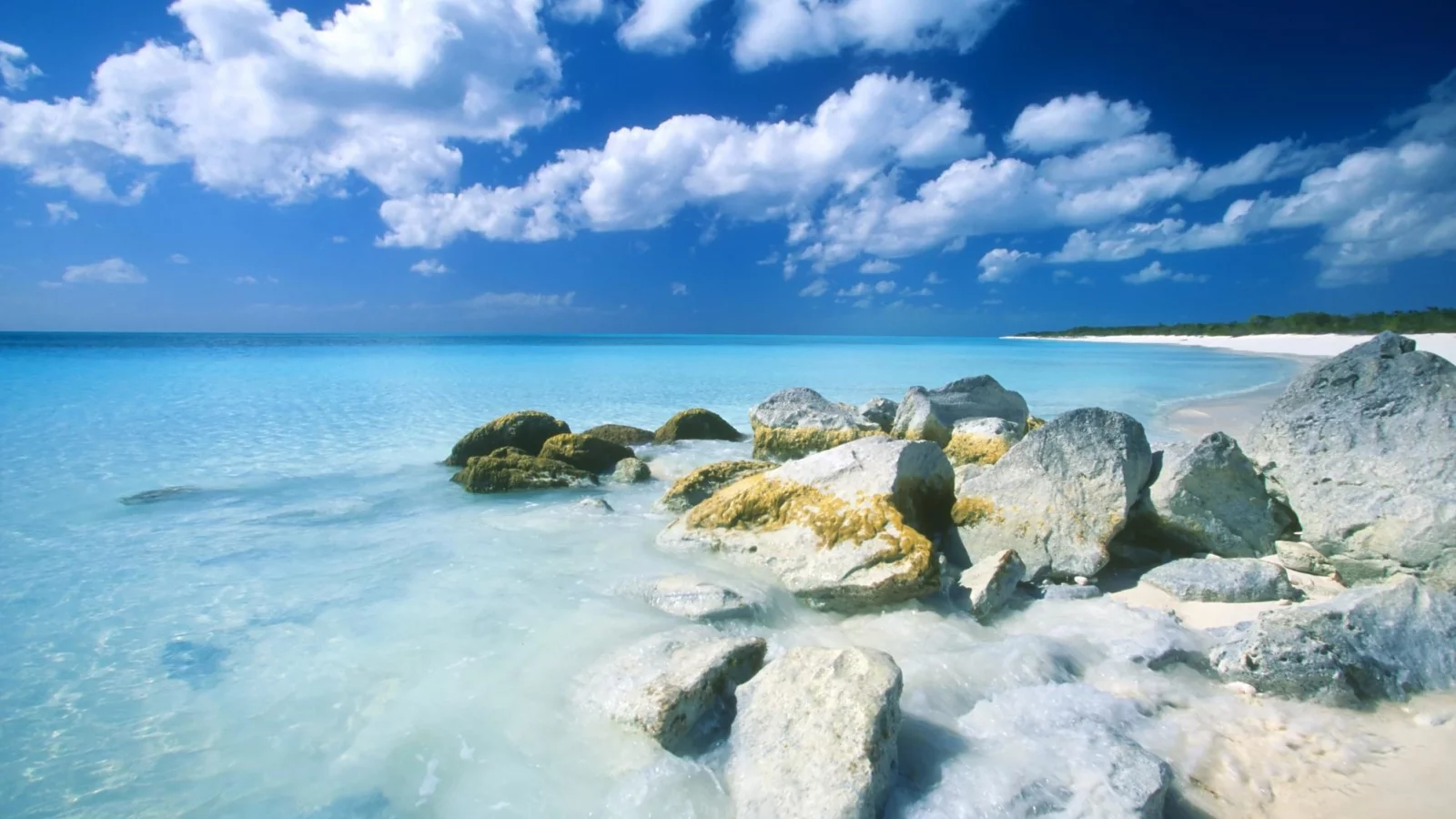 море, багамы, камни, облака