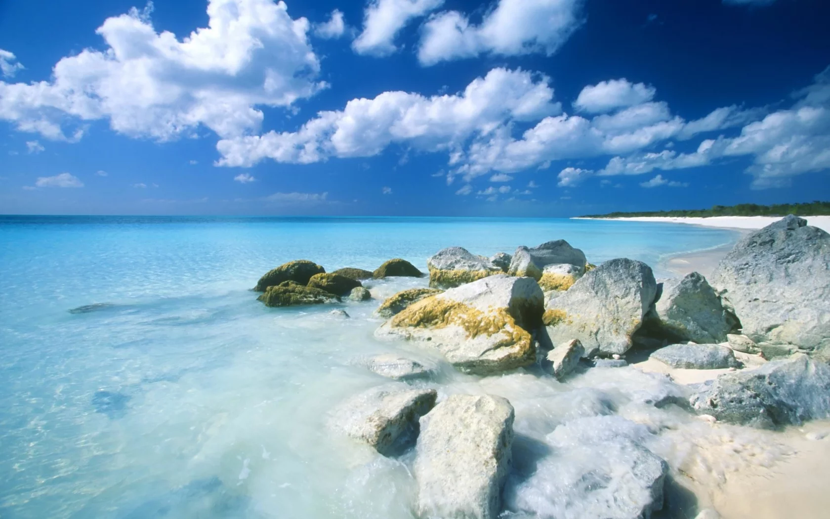 море, багамы, камни, облака