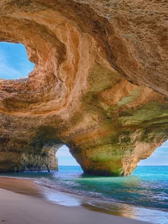 природа, пещера, скалы, море, пляж