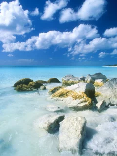 море, багамы, камни, облака