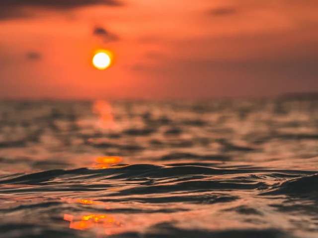 море, горизонт, солнце