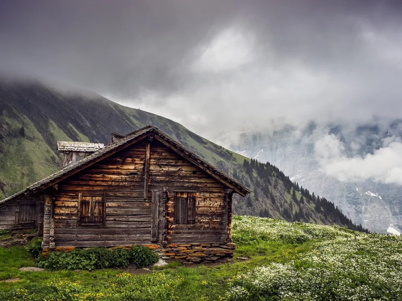 горы, домик, гриндевальд, швейцария