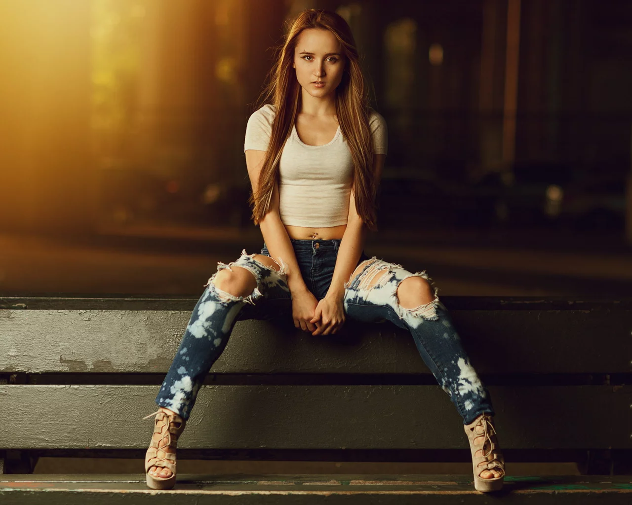 девушка, милая, симпатичная, джинсы