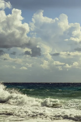 природа, море, шторм, облака