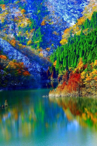 природа, лес, горы, озеро, осень