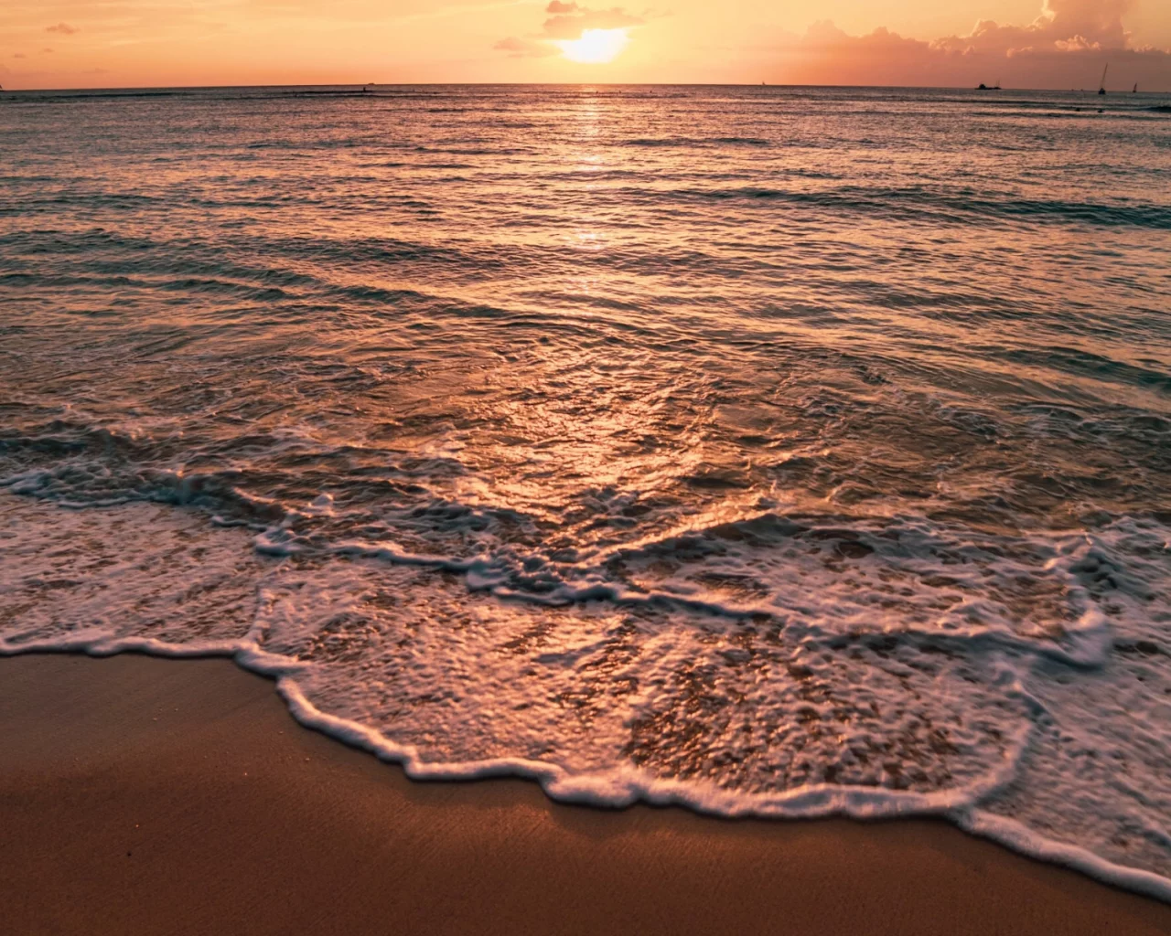 море, пляж, закат