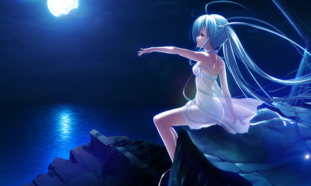 anime, girl, twintails, see through