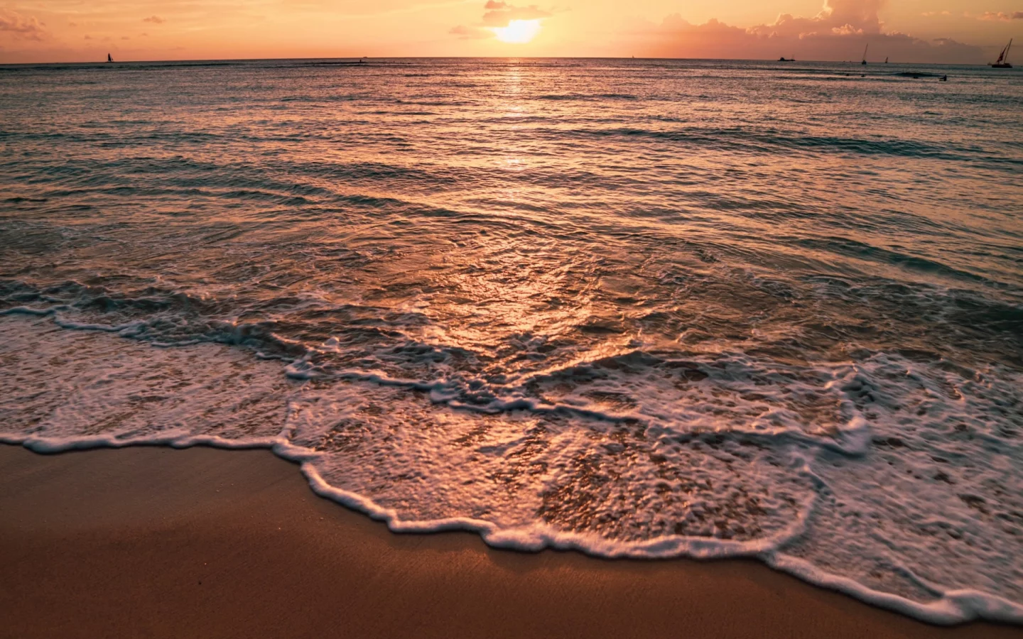 море, пляж, закат