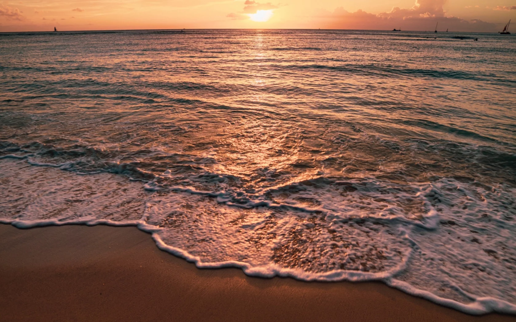 море, пляж, закат