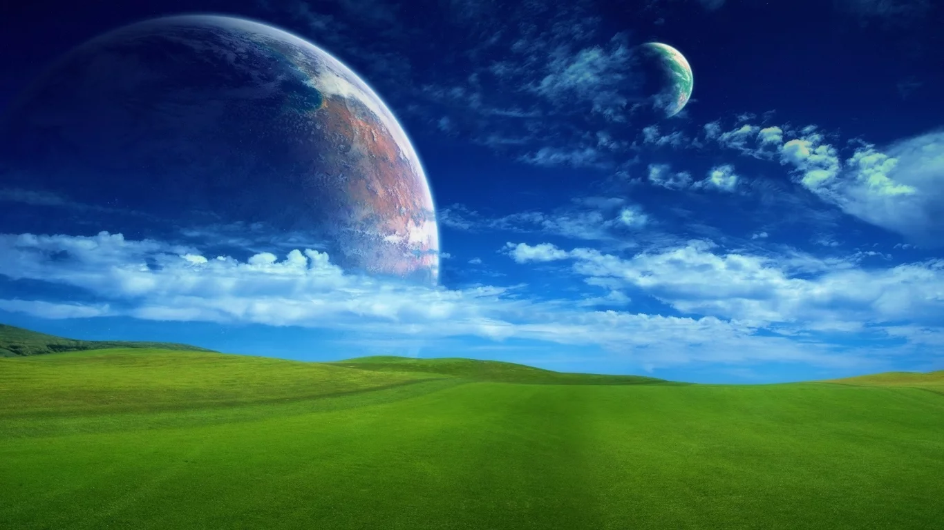 landscape, sky, field, planet, moon