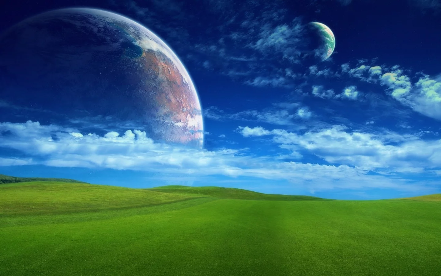 landscape, sky, field, planet, moon