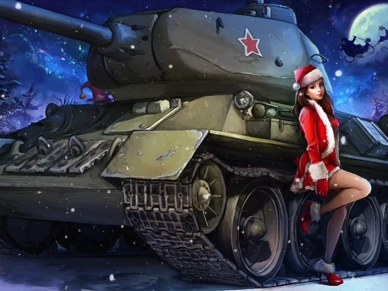 anime, tank, t34, girl