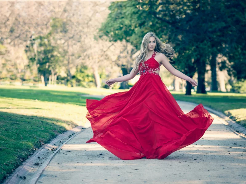 girl, beautiful, red dress