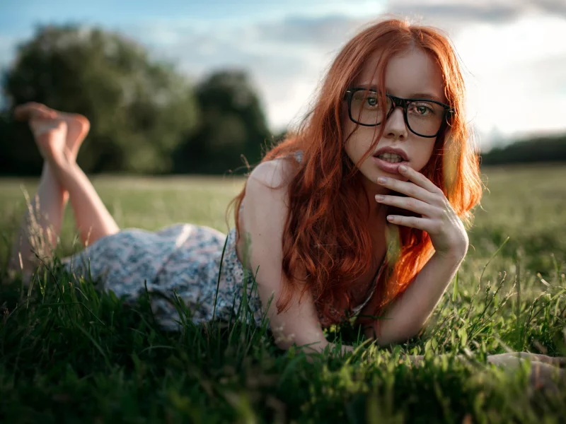 girl, beautiful, cute, redhead, glasses