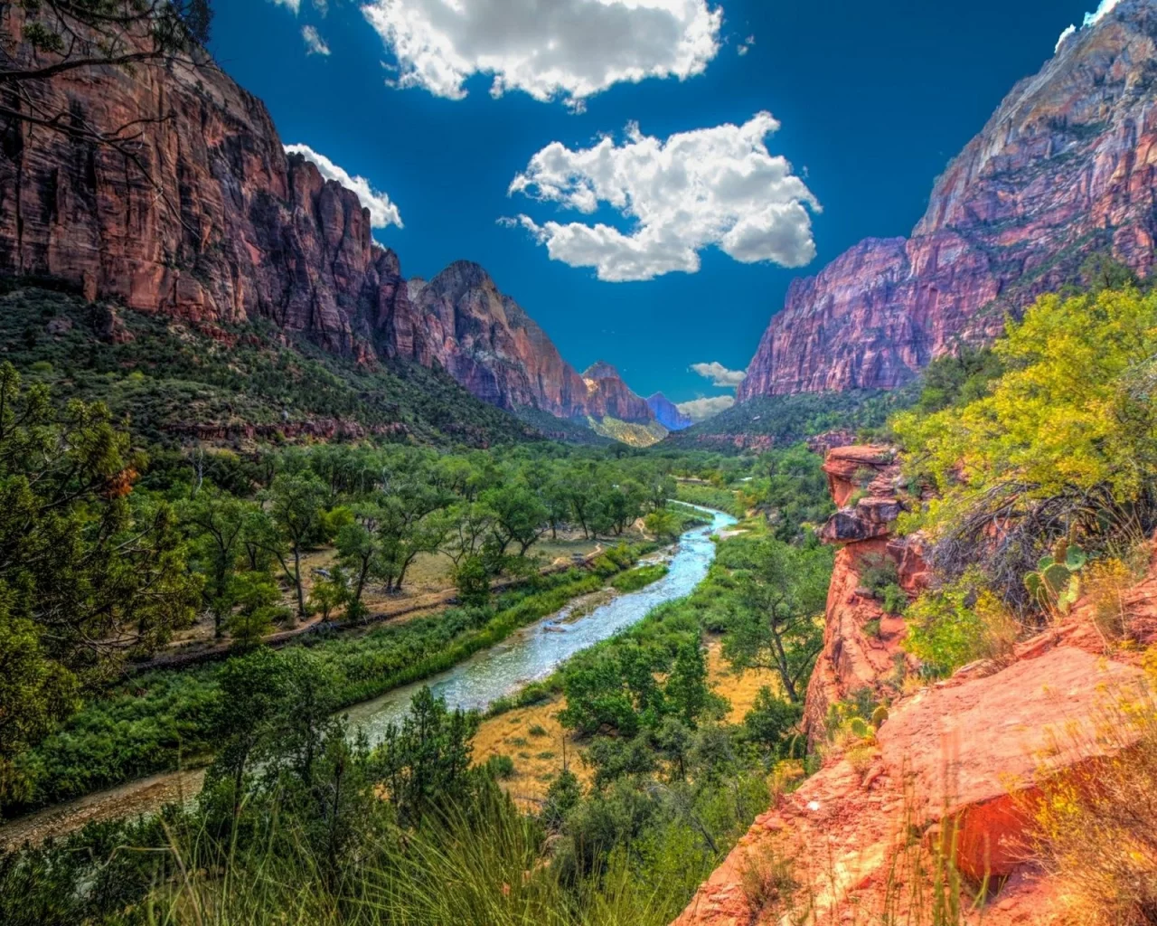 landscape, mountains, river, gorge