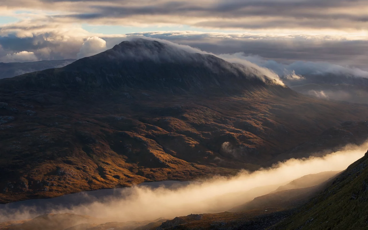landscape, mountains, fog, sky