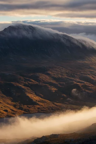 landscape, mountains, fog, sky