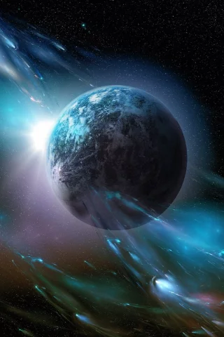 planet, galaxy, stars, meteorites