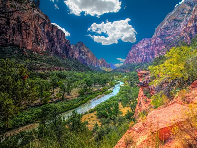 landscape, mountains, river, gorge