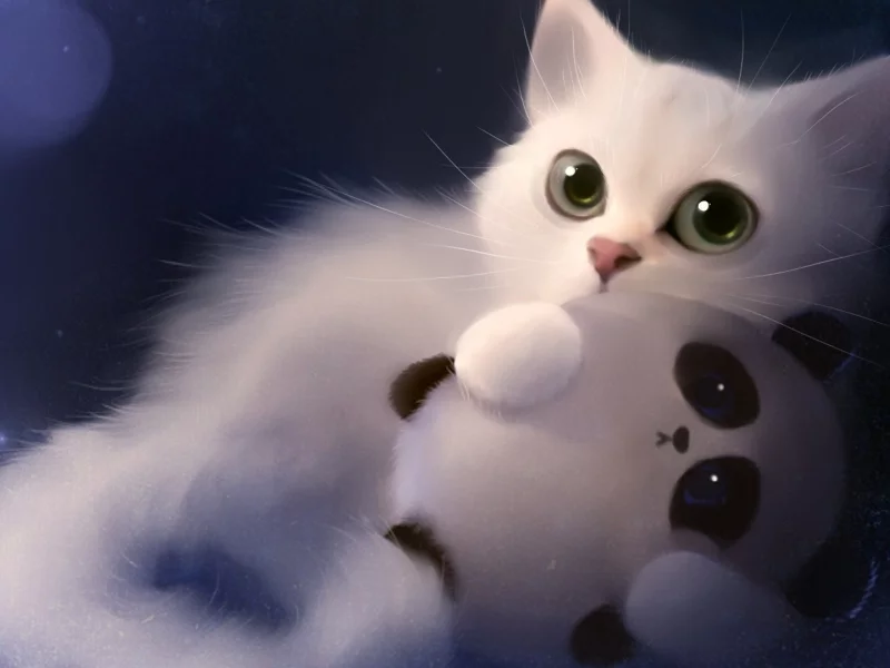 kitten, toy, art, drawing