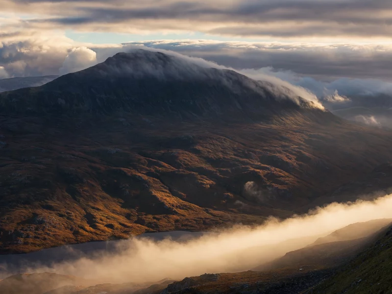 landscape, mountains, fog, sky