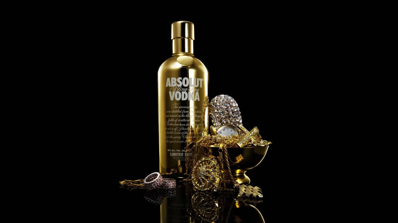 vodka, vodka, absolute, bottle, jewelry, brand
