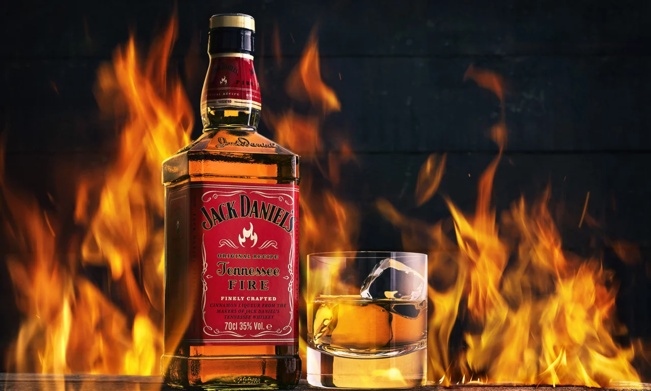 alcohol, bottle, whiskey, flame