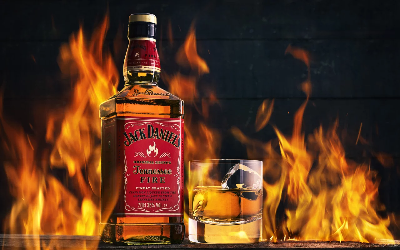 alcohol, bottle, whiskey, flame