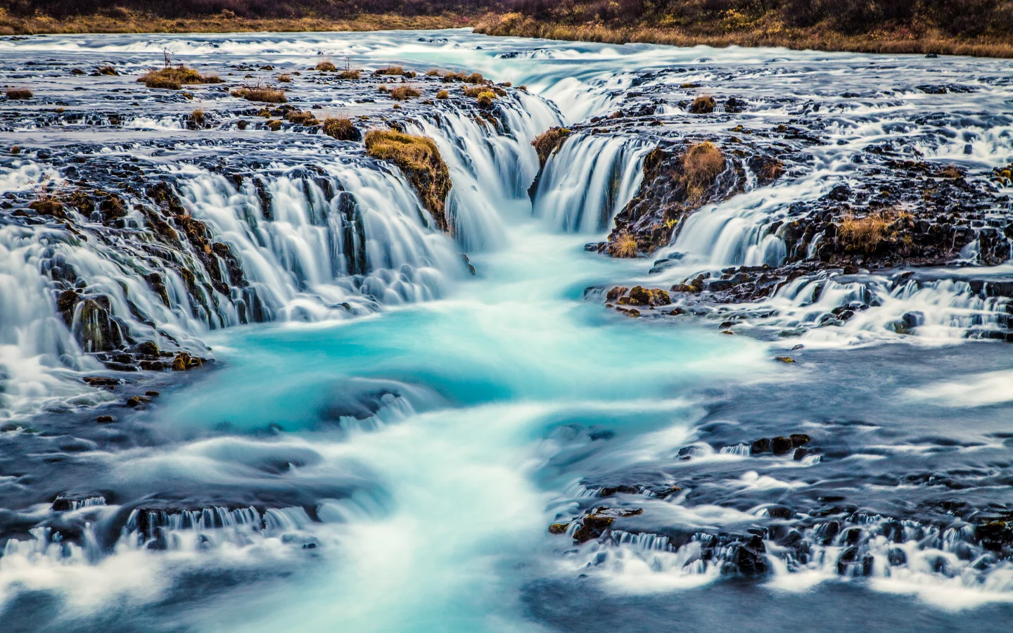 bruarfoss, waterfall, iceland, river, stream, blue, water