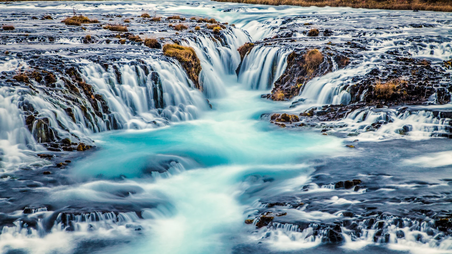 bruarfoss, waterfall, iceland, river, stream, blue, water