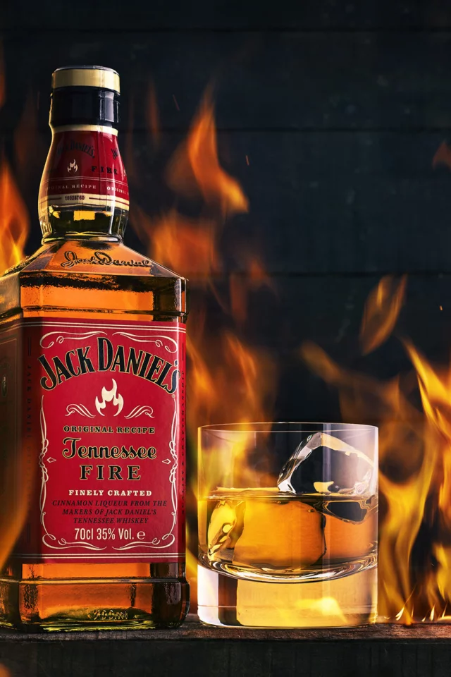 alcohol, bottle, whiskey, flame