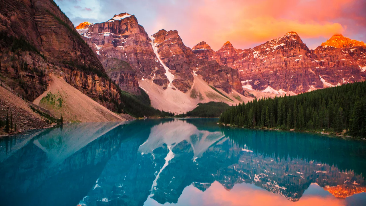 moraine, lake, rocky, mountains, banff, national park, landscape