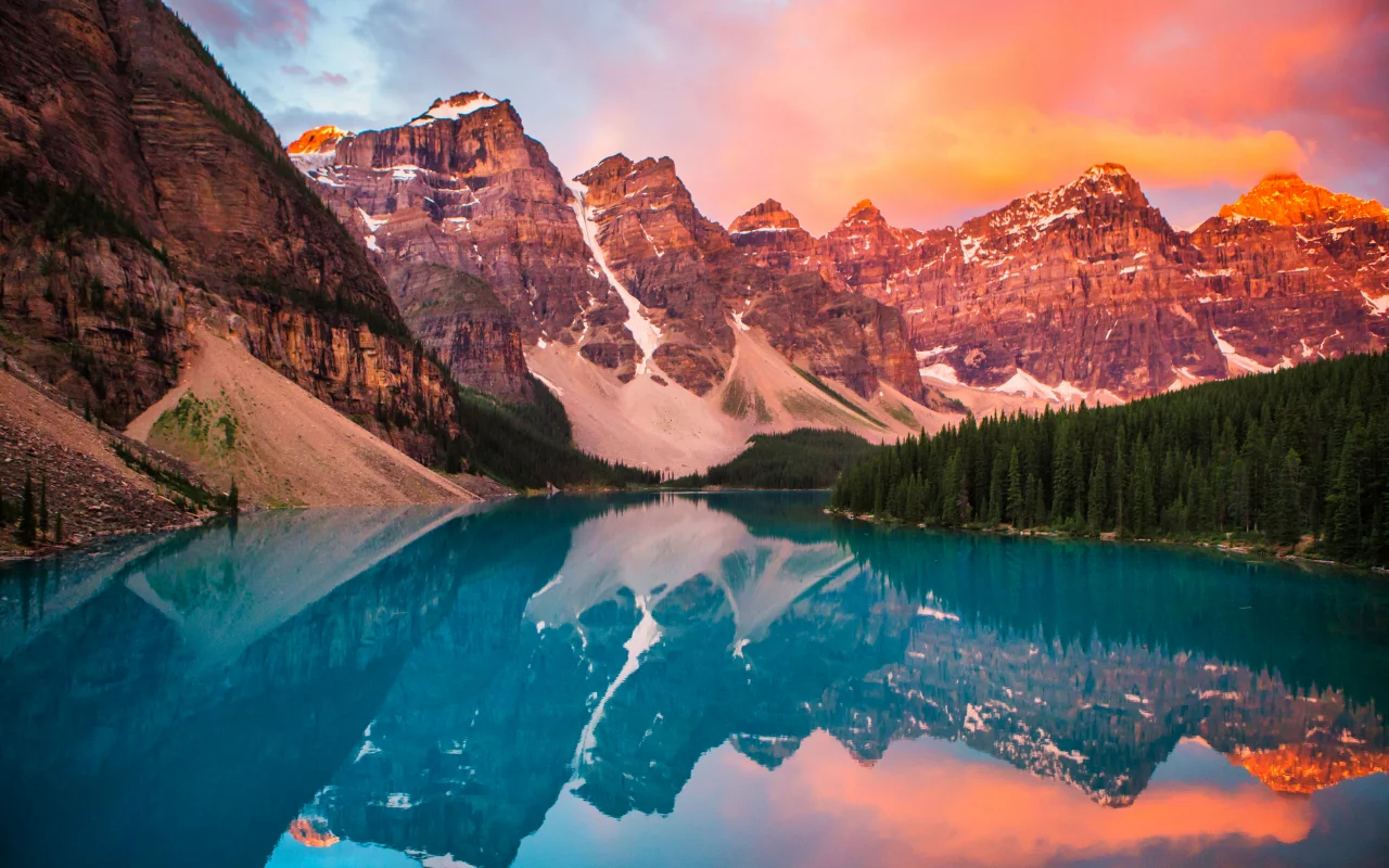 moraine, lake, rocky, mountains, banff, national park, landscape
