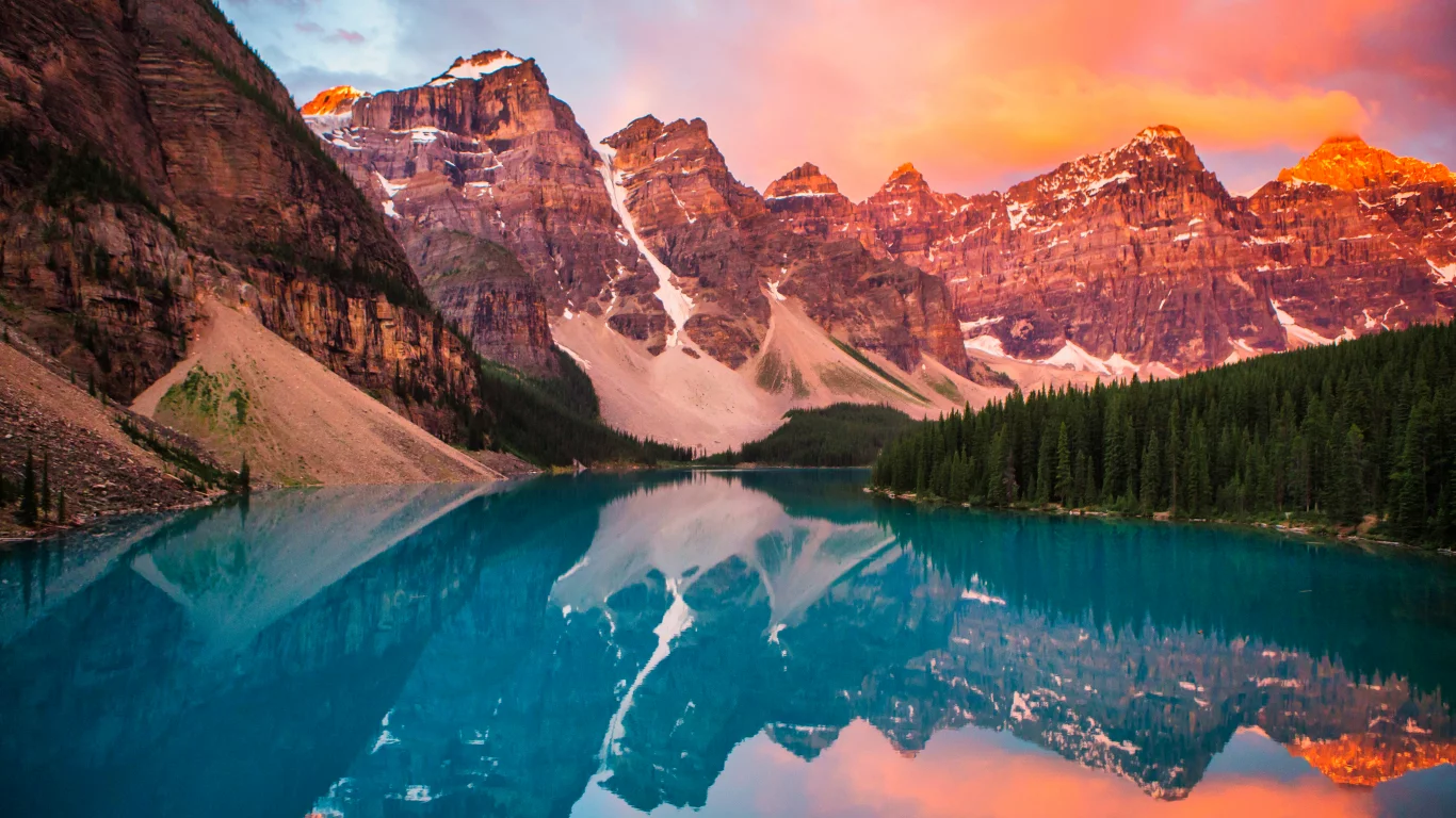 moraine, lake, rocky, mountains, banff, national park, landscape