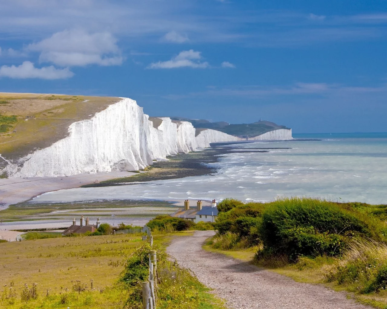 england, cliff, cliffs of dover, sea, cottage