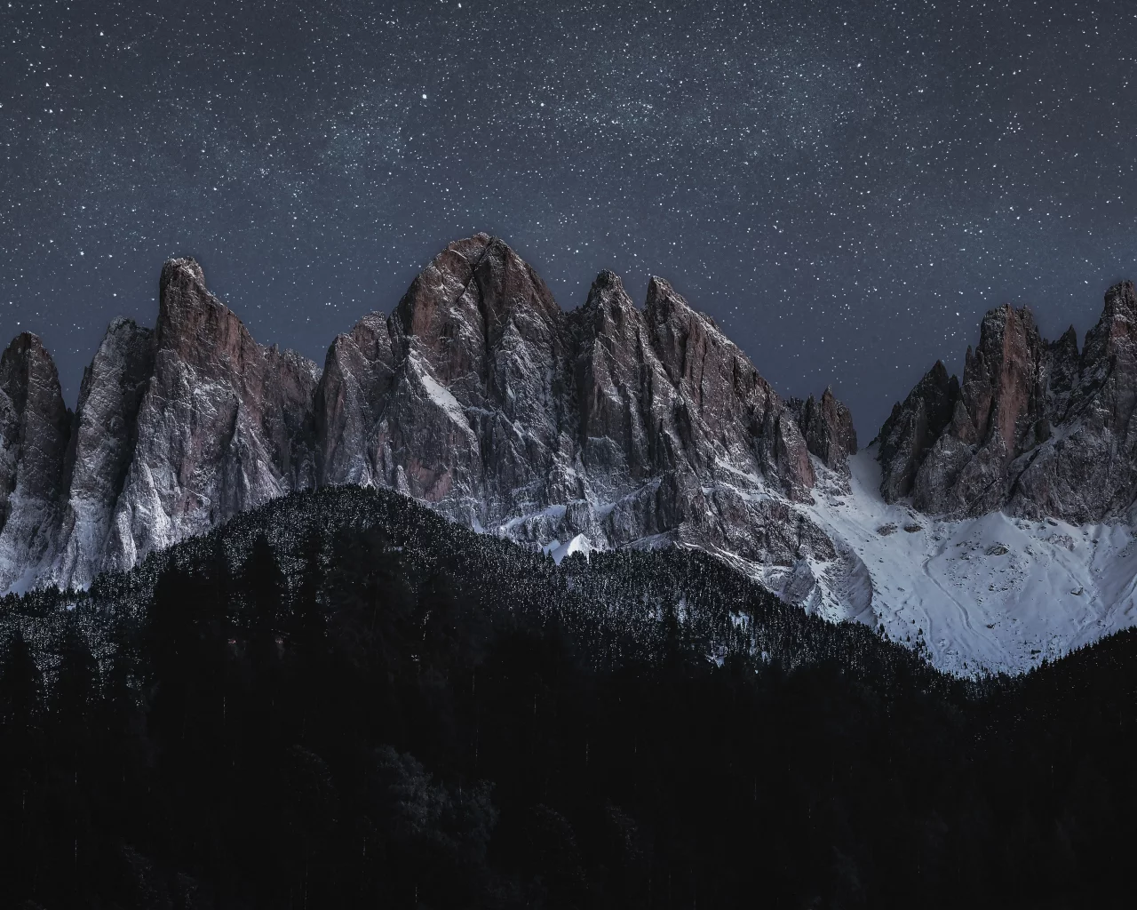 geissler, group, odle, mountain, range, starry, sky, glacier