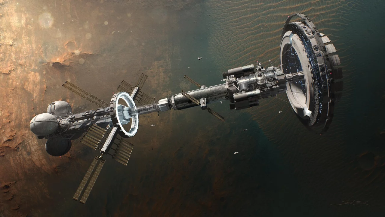 science fiction, space, space station