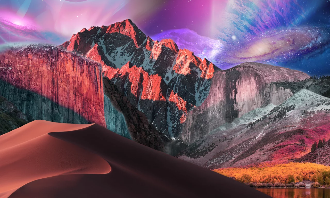 landscape, mountains, forest, lake, space, dune