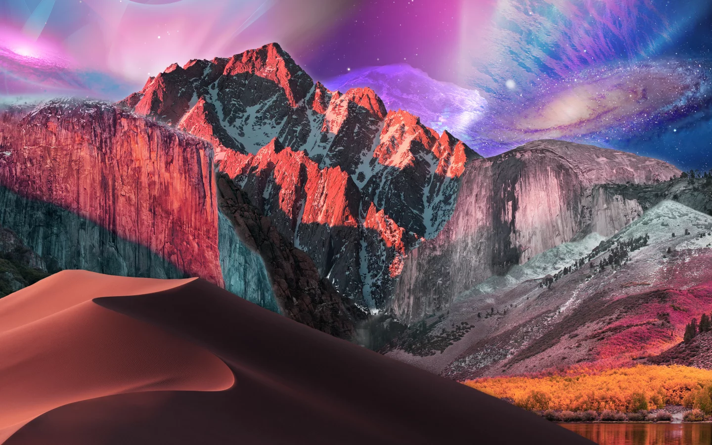 landscape, mountains, forest, lake, space, dune