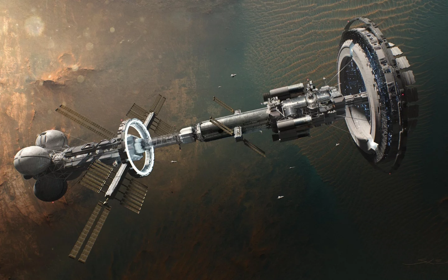 science fiction, space, space station