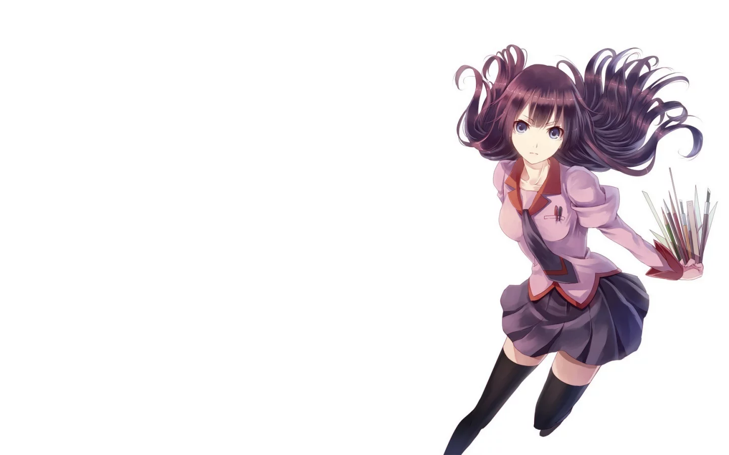 school uniform, anime, anime girls, simple background, thigh, highs