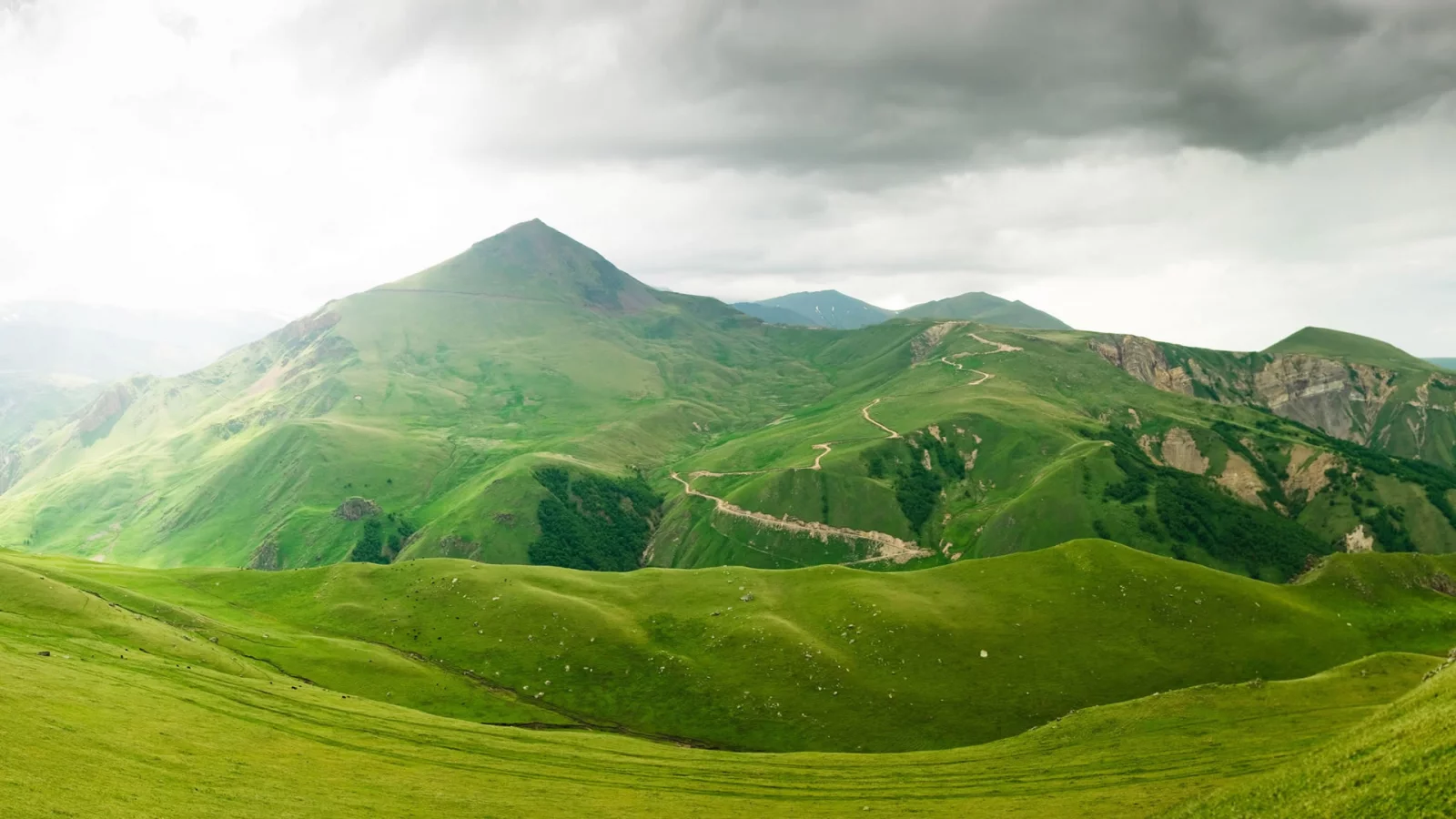 landscape, mountains, sky, cloudy