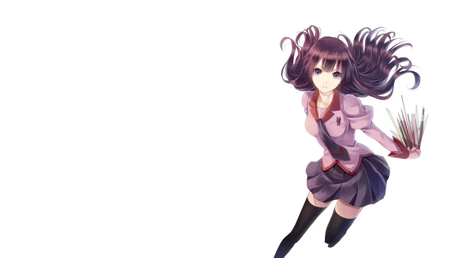 school uniform, anime, anime girls, simple background, thigh, highs