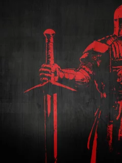fantasy, knight, sword, red